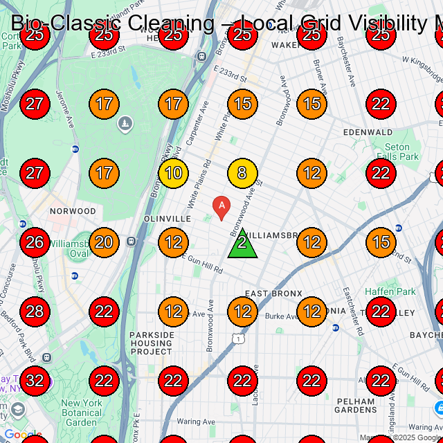 Bio-Classic Cleaning GeoGrid visibility map for Commercial Cleaning Service in Bronx